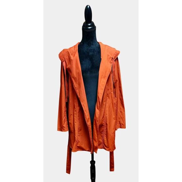 Eileen Fisher Women's Lightweight Hooded Wrap Jacket Burnt Orange, Size XS - Picture 3 of 8